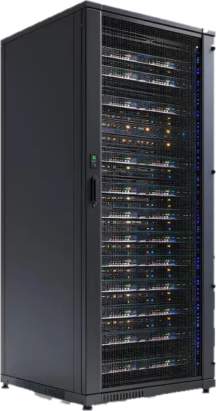 Серверная стойка iStratum с включёнными серверами